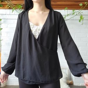 Black wrap blouse